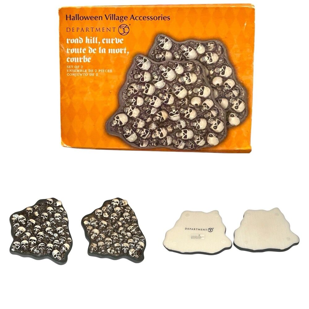 Dept 56 Road Kill Curve Halloween Village Accessories Sculls Curved Path Road